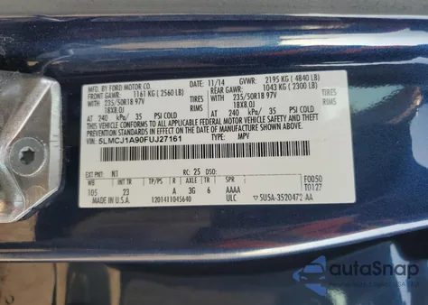 2015 Lincoln Mkc from USA, damaged, VIN 5LMCJ1A90FUJ27161